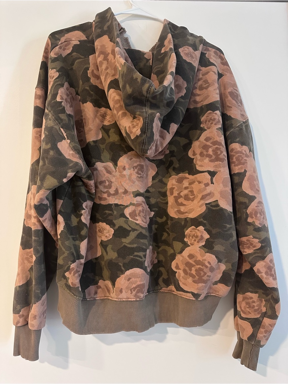 Free People Floral Camo Hoodie in Pink and Olive Size XS